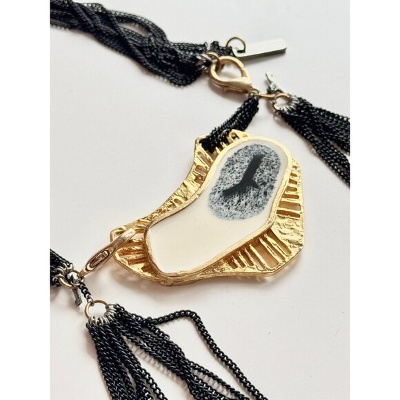 ANNE MARIE CHAGNON Alia Modular Gold Resin Pendant Chain Statement Necklace - Picture 7 of 15